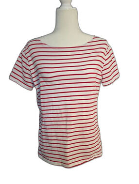 Women's Large Red And White Striped Tee